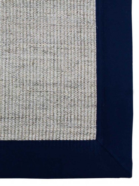 Tapete Sisal Polar CE com Borda Azul Marinho