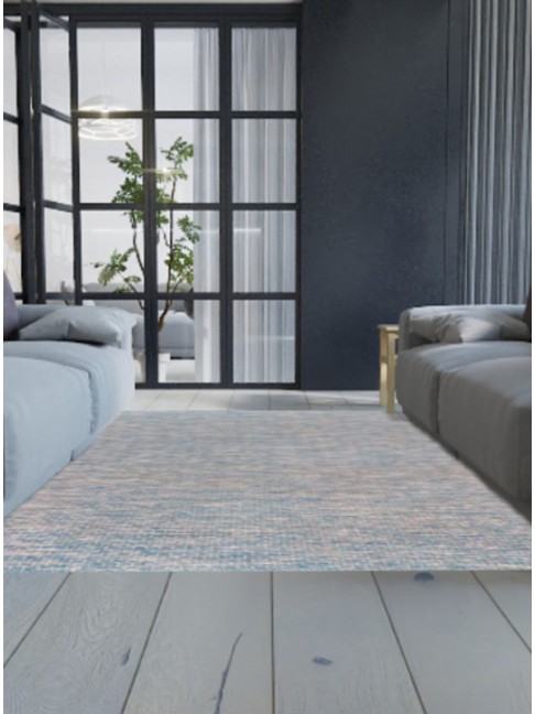 Tapete Tear Colmeia Cru e Azul Claro