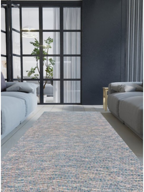 Tapete Tear Colmeia Cru e Azul Claro