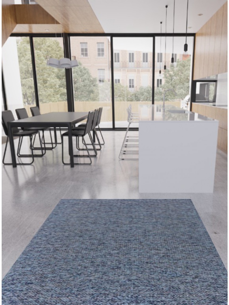 Tapete Tear Encorpado Azul Mesclado