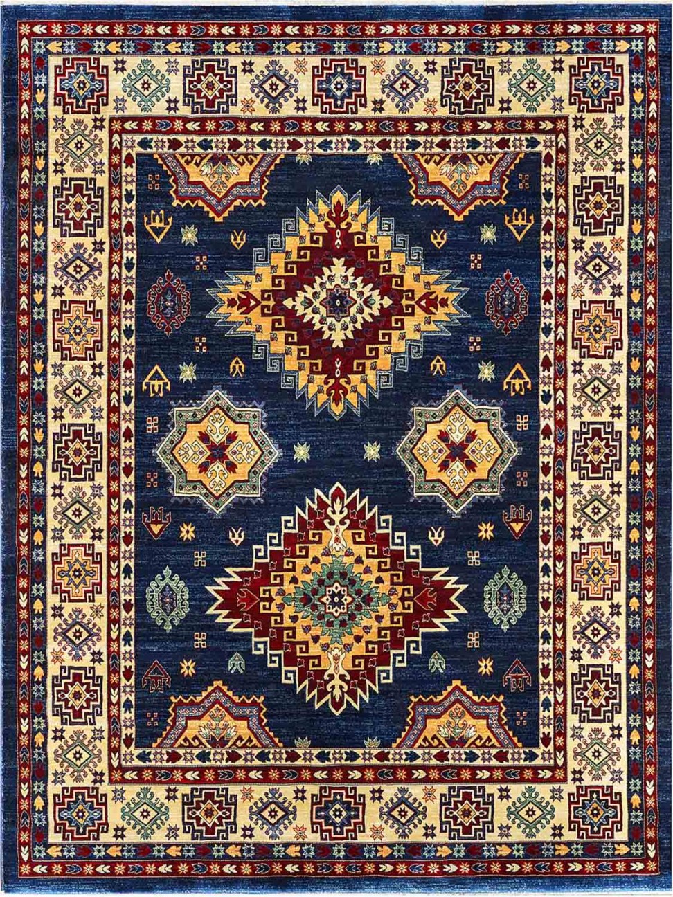 Tapete Kazak Azul 1354b 2 00x3 00 Tenda Dos Tapetes