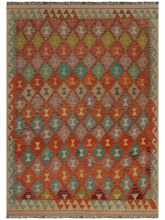 Tapete Kilim Paquistanês Multicores