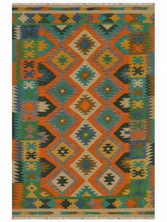 Tapete Kilim Paquistanês Multicores